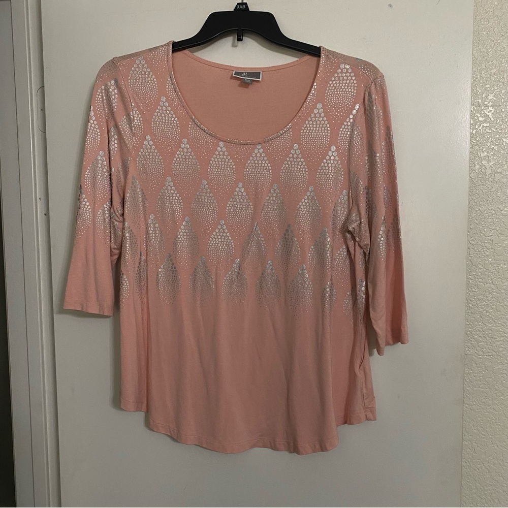 JM Collection Shimmering Pink Blouse